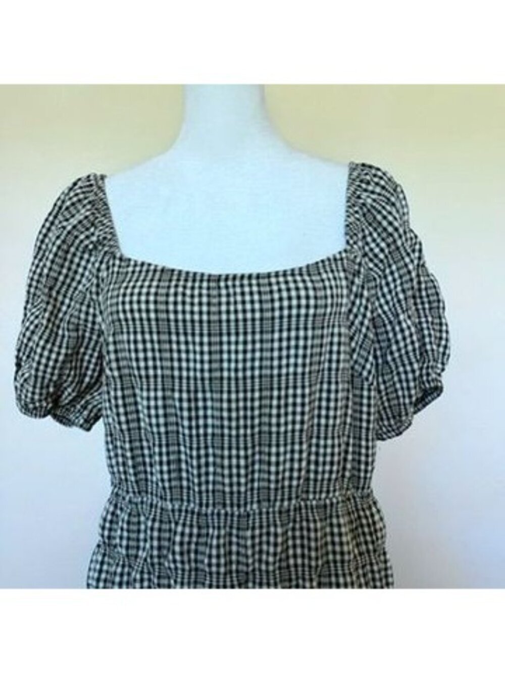 Coquette Womens 12 B&W Gingham Tiered Maxi Dress Cottagecore Milkmaid Feminine - Picture 4 of 15